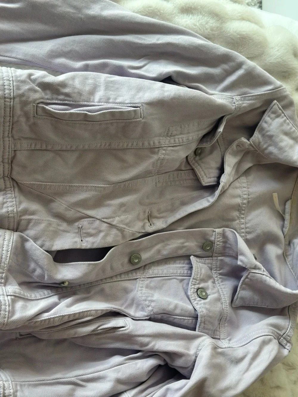 Free People Light Lavender Button-Front Jean Jacket - Picture 1 of 5